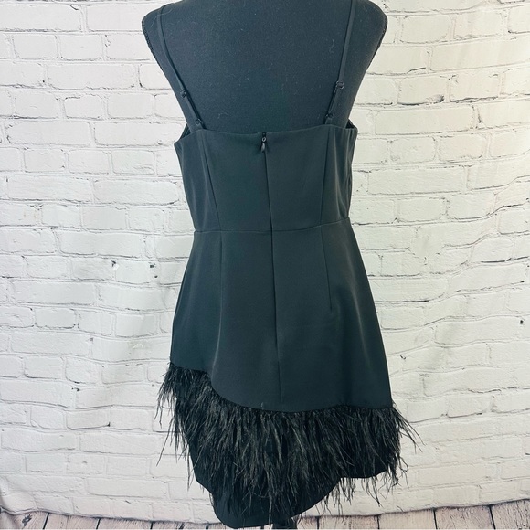 SAM EDELMAN SPAGHETTI ASYMMETRICAL FEATHER BLACK DRESS SIZE 8 - Picture 10 of 16